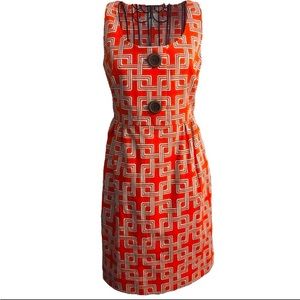 An Original Milly of Orange of NY Persimmon Sleeveless Scoop Neck Sheath Dress